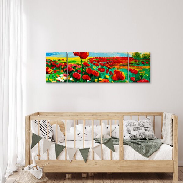 Obraz pole s vlčími máky (170x50 cm)