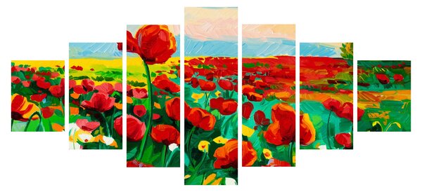 Obraz pole s vlčími máky (210x100 cm)