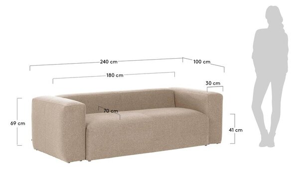 Béžová pohovka Kave Home Blok, 240 cm