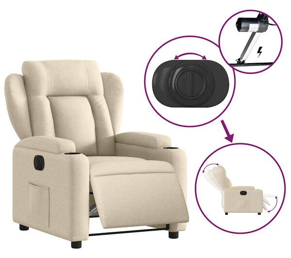 Elektrické polohovací křeslo krémové textil 3204467