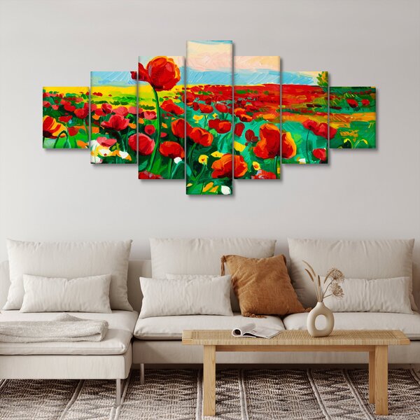 Obraz pole s vlčími máky (210x100 cm)