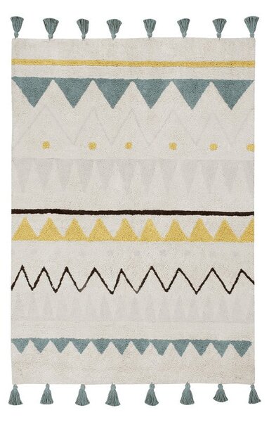 Krémový pratelný ručně tkaný bavlněný dětský koberec 140x200 cm Azteca Vintage Blue – Lorena Canals