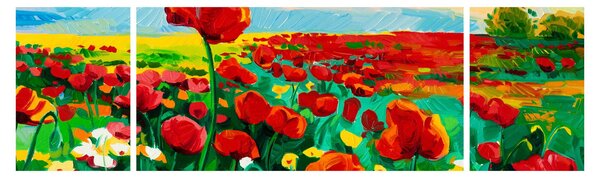 Obraz pole s vlčími máky (170x50 cm)
