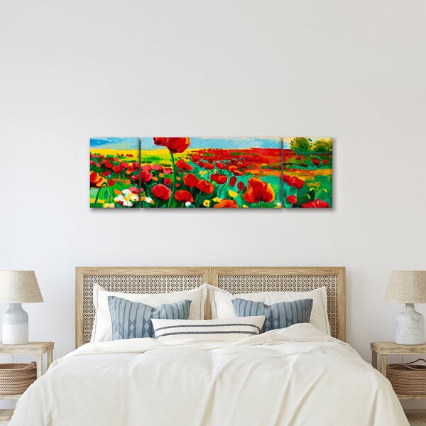 Obraz pole s vlčími máky (170x50 cm)