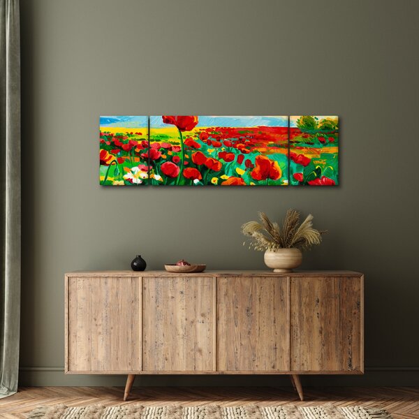 Obraz pole s vlčími máky (170x50 cm)