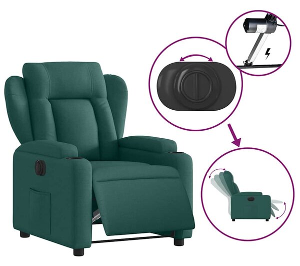 Elektrické polohovací křeslo tmavě zelené textil 3204464