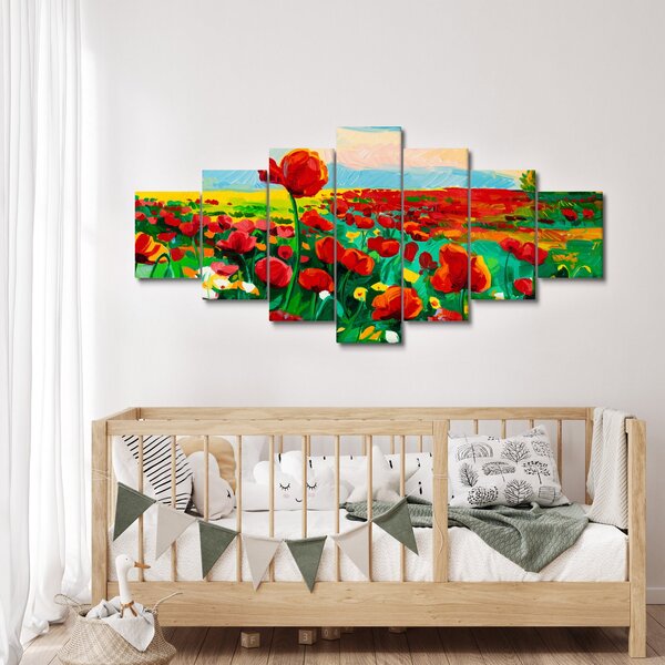 Obraz pole s vlčími máky (210x100 cm)