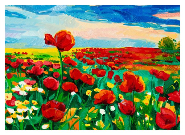 Obraz pole s vlčími máky (70x50 cm)