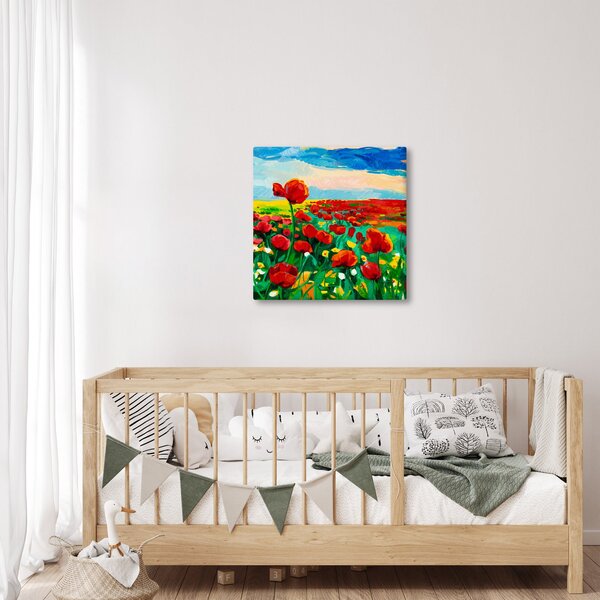Obraz pole s vlčími máky (30x30 cm)