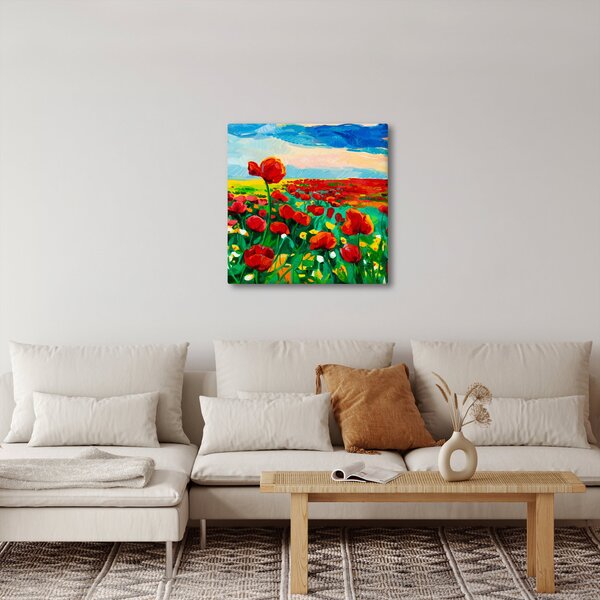 Obraz pole s vlčími máky (30x30 cm)