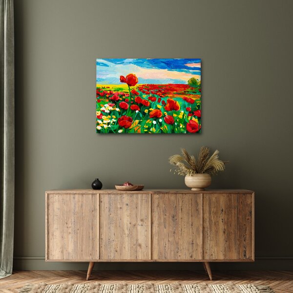 Obraz pole s vlčími máky (70x50 cm)