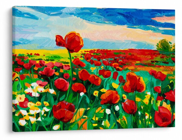 Obraz pole s vlčími máky (70x50 cm)