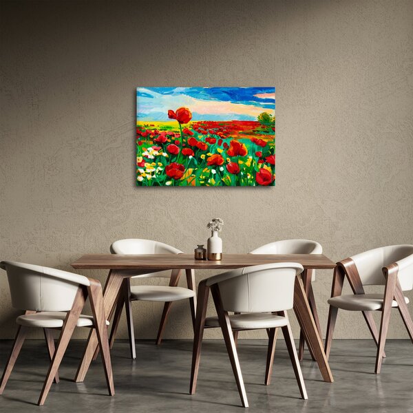 Obraz pole s vlčími máky (70x50 cm)