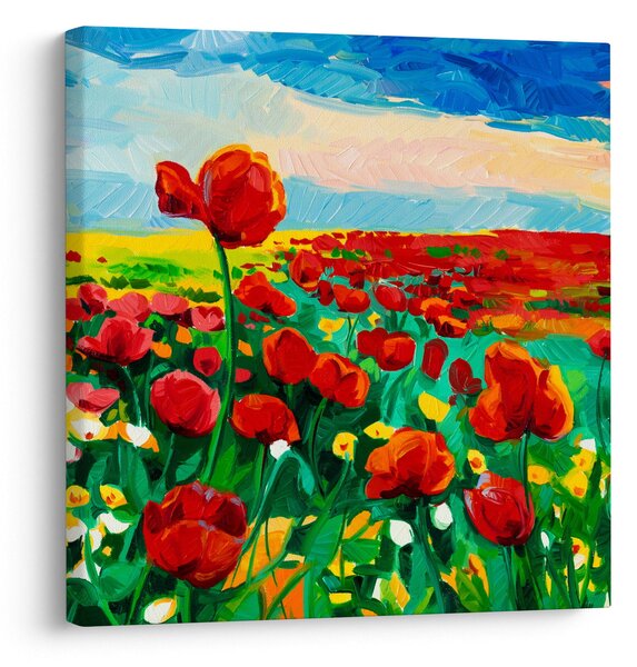 Obraz pole s vlčími máky (30x30 cm)