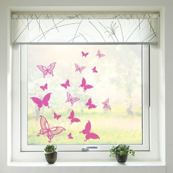 Housedecor Samolepka na sklo Motýli purpurová
