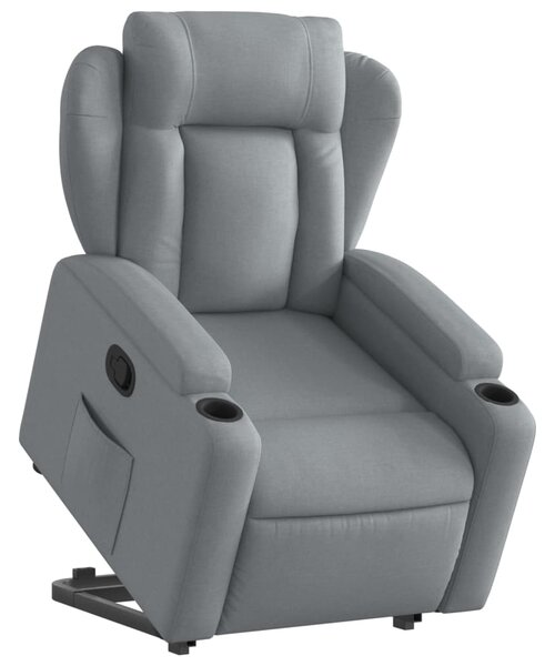 Zvedací polohovací křeslo světle šedé textil 3204482