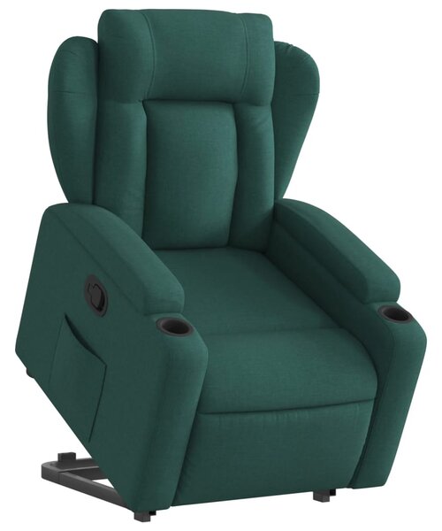 Zvedací polohovací křeslo tmavě zelené textil 3204488