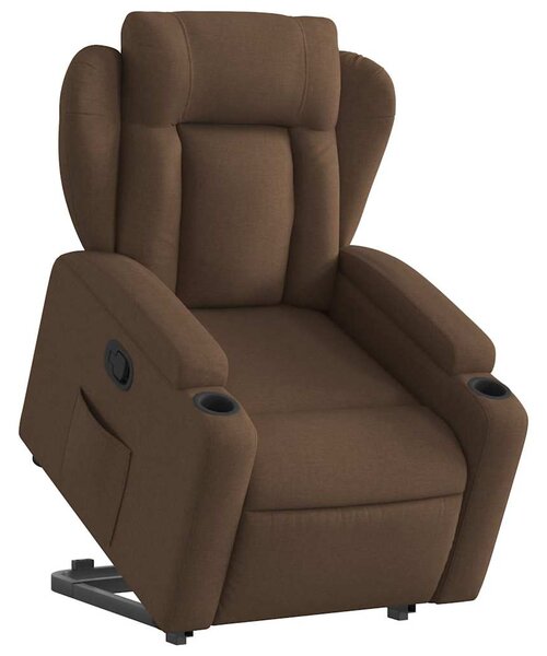Zvedací polohovací křeslo hnědé textil 3204486