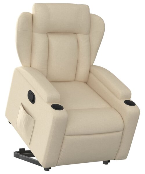 Zvedací polohovací křeslo krémové textil 3204491