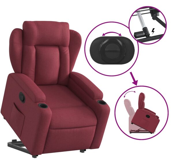 Zvedací polohovací křeslo vínové textil 3204485