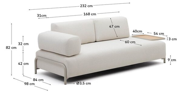 Béžová pohovka 232 cm Compo – Kave Home
