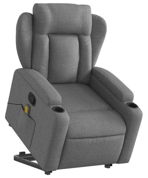 Zvedací masážní polohovací křeslo tmavě šedé textil 3204495