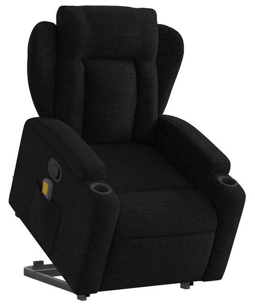 Zvedací masážní polohovací křeslo černé textil 3204496