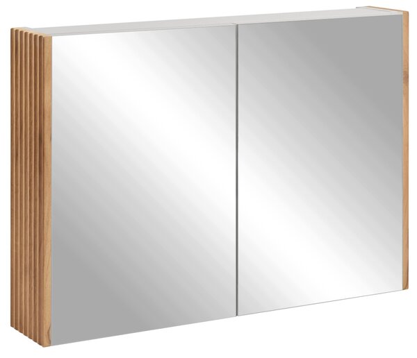 Rodan Zrcadlová Skříňka 80 cm - Šedá - Boční Panely Dub Craft Zlatý - Závěsná - Bezúchytková - 2dveřová - VENA