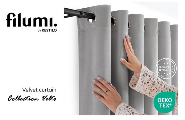 Šedý sametový dimout závěs 200x250 cm Velto – Filumi