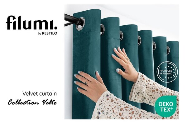 Sametový dimout závěs v petrolejové barvě 140x175 cm Velto – Filumi