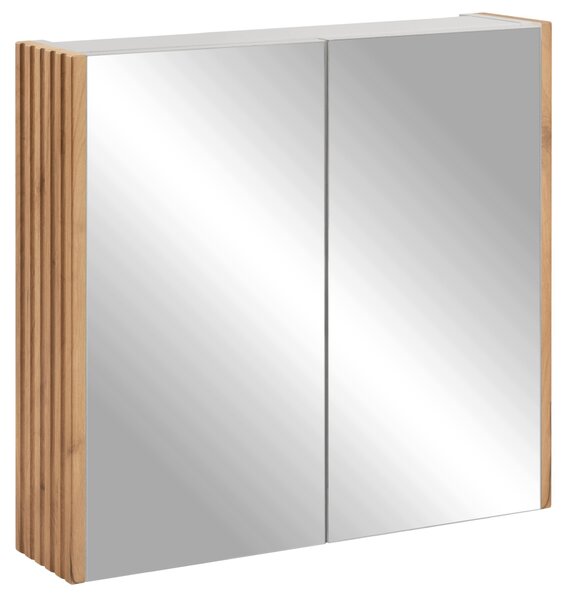 Rodan Zrcadlová Skříňka 60 cm - Šedá - Boční Panely Dub Craft Zlatý - Závěsná - Bezúchytková - 2dveřová - FLOW