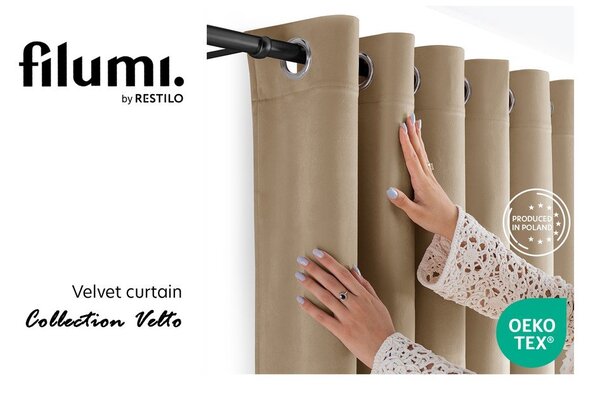 Béžový sametový dimout závěs 200x270 cm Velto – Filumi