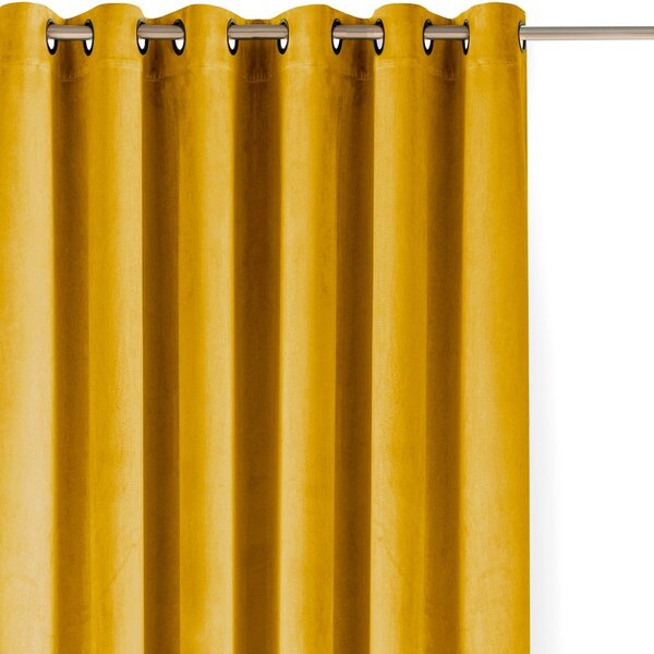 Sametový dimout závěs v hořčicové barvě 140x250 cm Velto – Filumi