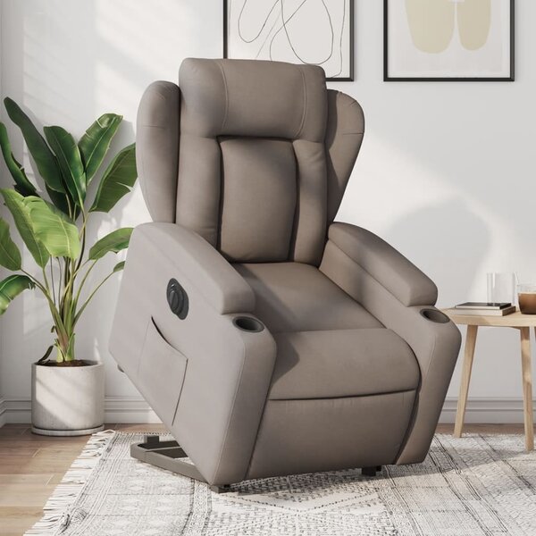 Elektrické zvedací polohovací křeslo taupe textil 3204514