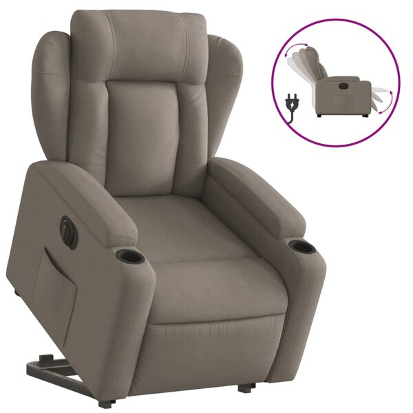 Elektrické zvedací polohovací křeslo taupe textil 3204514