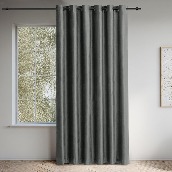 Tmavě šedý sametový dimout závěs 265x175 cm Velto – Filumi