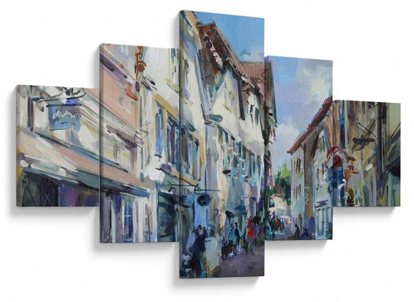 Obraz - Ulička starého města, akrylová malba (125x70 cm)