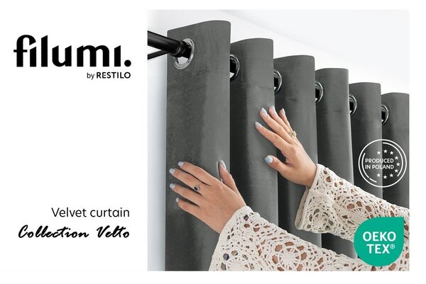 Tmavě šedý sametový dimout závěs 265x175 cm Velto – Filumi
