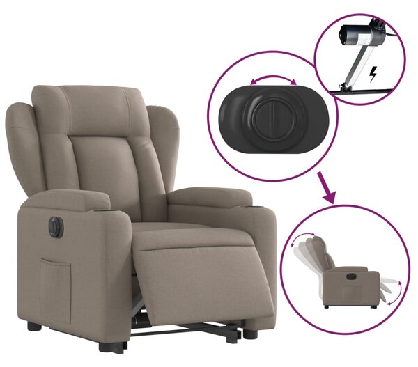 Elektrické zvedací polohovací křeslo taupe textil 3204514
