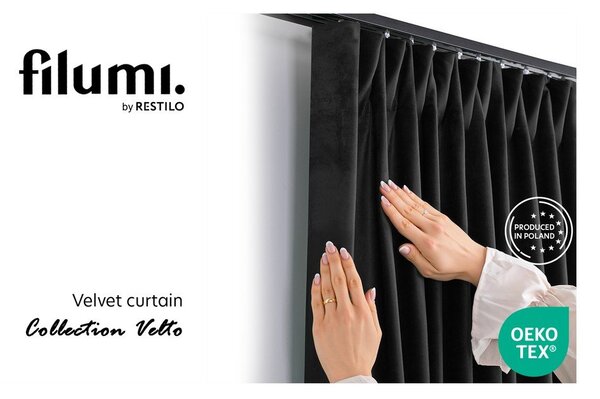 Černý sametový dimout závěs 200x250 cm Velto – Filumi
