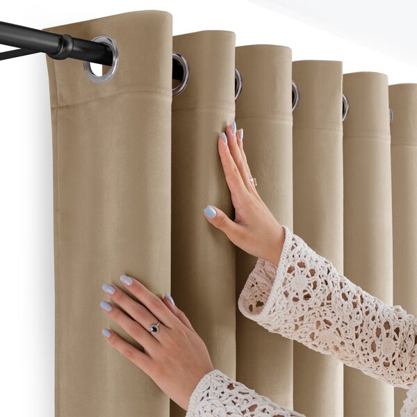 Béžový sametový dimout závěs 200x270 cm Velto – Filumi