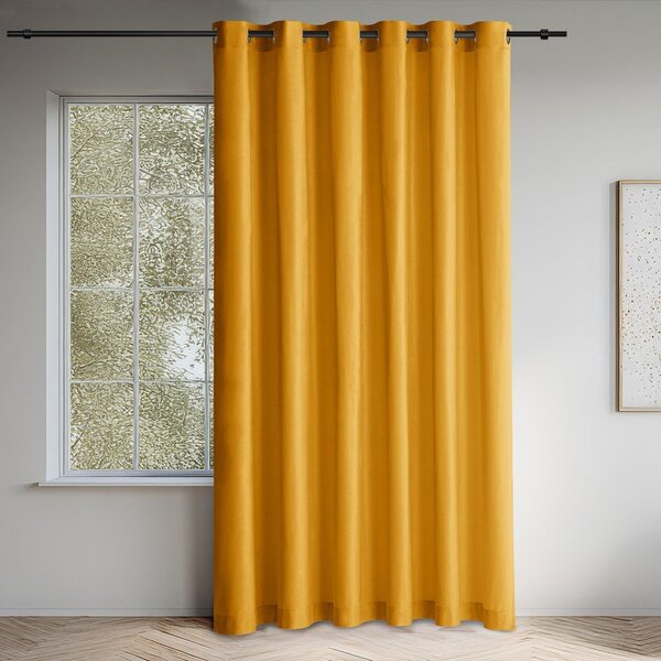 Sametový dimout závěs v hořčicové barvě 140x250 cm Velto – Filumi