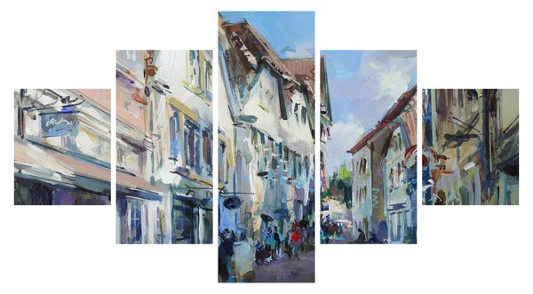 Obraz - Ulička starého města, akrylová malba (125x70 cm)
