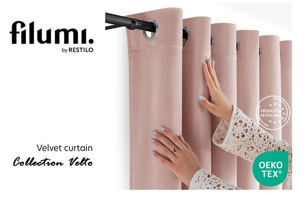 Světle růžový sametový dimout závěs 530x270 cm Velto – Filumi