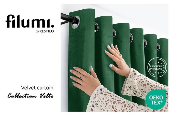 Zelený sametový dimout závěs 140x175 cm Velto – Filumi