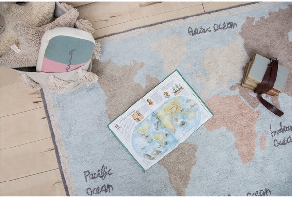 Pratelný ručně tkaný bavlněný dětský koberec 140x200 cm Vintage Map – Lorena Canals