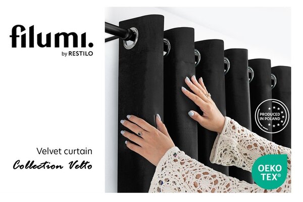 Černý sametový dimout závěs 400x225 cm Velto – Filumi