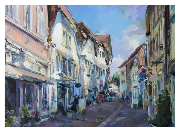 Obraz - Ulička starého města, akrylová malba (70x50 cm)