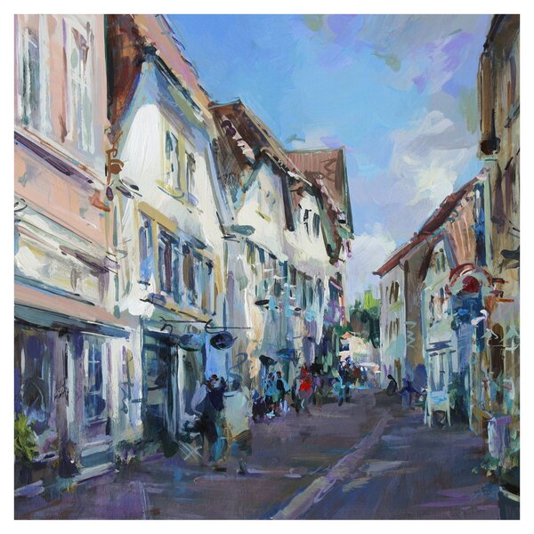 Obraz - Ulička starého města, akrylová malba (30x30 cm)