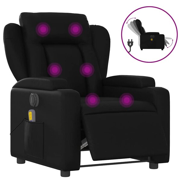 Elektrické masážní polohovací křeslo černé umělá kůže 3204537